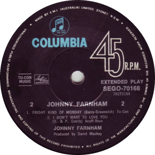 Johnny Farnham* : Johnny Farnham (7", EP)