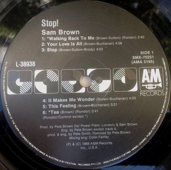 Sam Brown : Stop! (LP, Album)