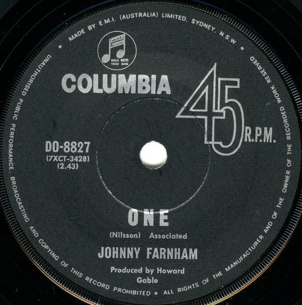 John Farnham : One / Mr Whippy (7", Single)