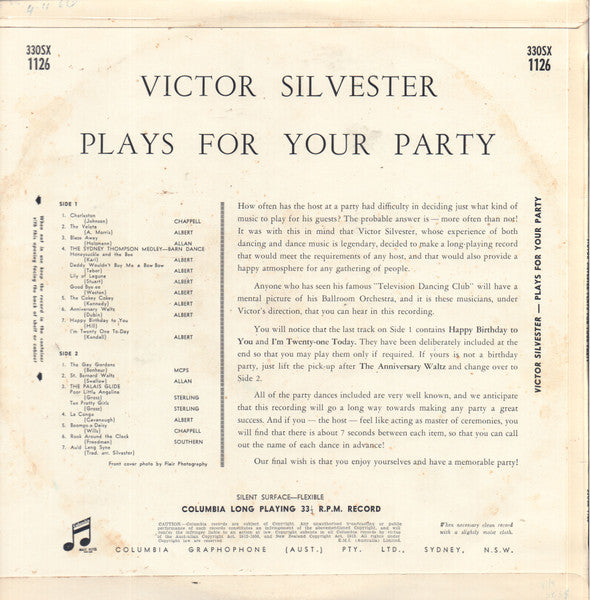 Victor Silvester : Plays For Your Party (LP, Mono)