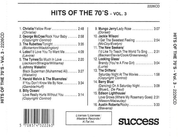 Various : Hits Of The 70's Vol.3 (CD, Comp)