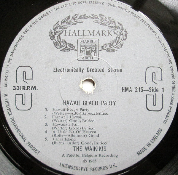The Waikikis* : Hawaii Beach Party (LP, Album, RE)