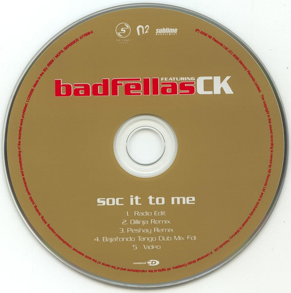 Badfellas Featuring Clive King : Soc It To Me (CD, Single, Enh)