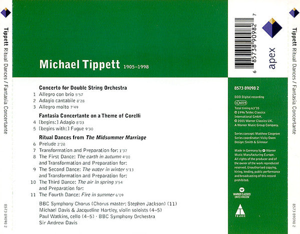 Tippett* - BBC Symphony Orchestra, Sir Andrew Davis* : Ritual Dances / Fantasia Concertante / Concerto For Double String Orchestra (CD, Album, RE)