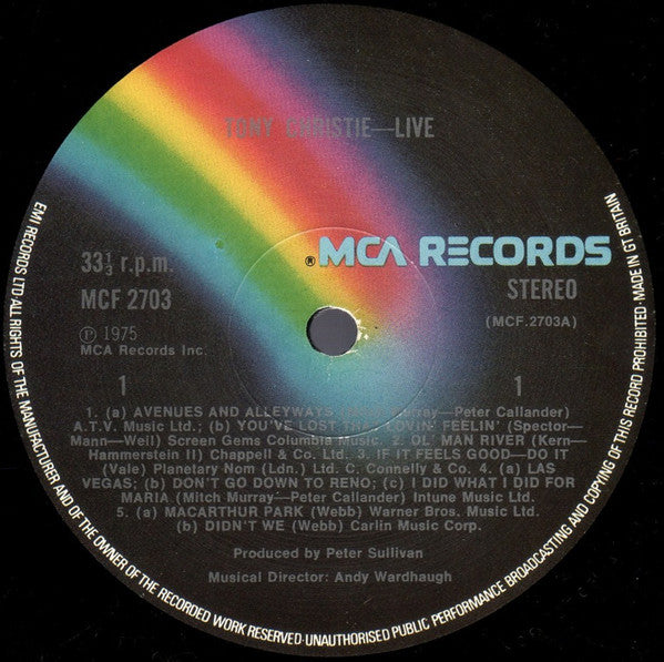 Tony Christie : Live (LP, Album)