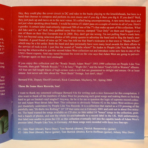 Adam West (2) : Hi-Balls Are Rolling! 1999 - 2001 (CD, Comp)