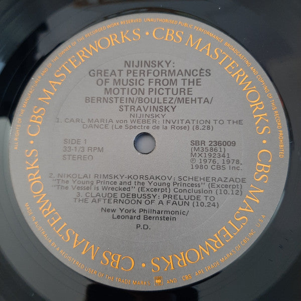 Various : Nijinsky - A True Story (Motion Picture Soundtrack) (LP, Album)