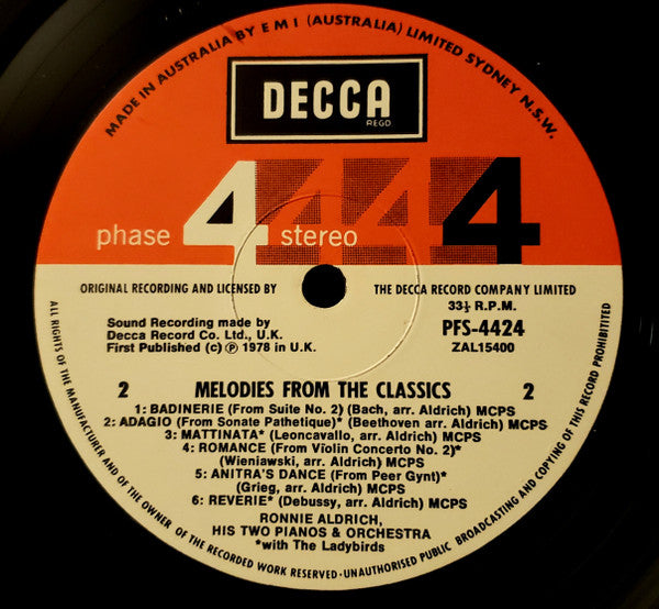 Ronnie Aldrich His Two Pianos & Orchestra* With The Ladybirds : Melodies From The Classics (LP, Album)