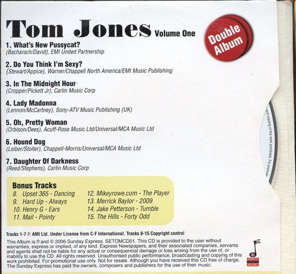 Tom Jones : Tom Jones Volume 1 (CD, Album, Comp, Promo)