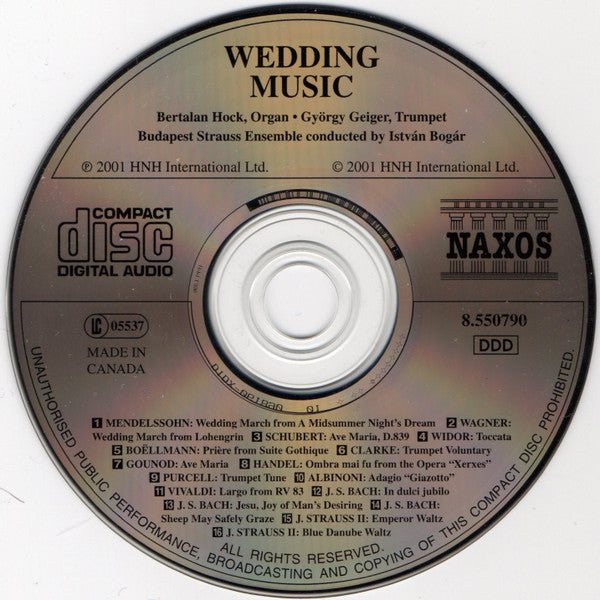 Bertalan Hock, György Geiger, Budapest Strauss Ensemble, István Bogár : Wedding Music (CD, RE)