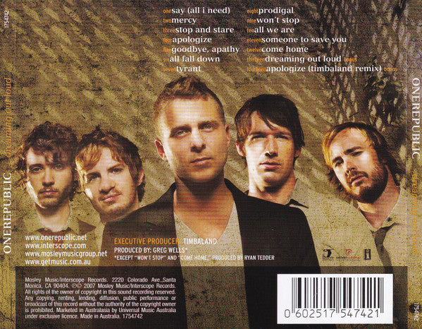 OneRepublic : Dreaming Out Loud (CD, Album)