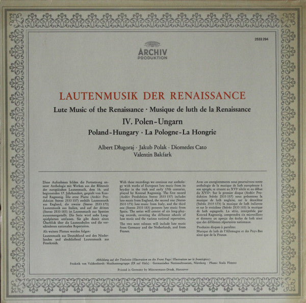 Konrad Ragossnig : Musik Für Laute, IV. Polen-Ungarn (LP, Album)
