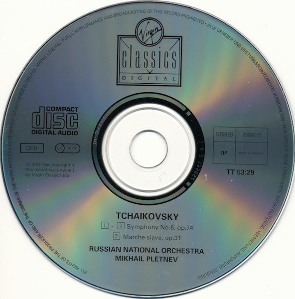 Pyotr Ilyich Tchaikovsky, Russian National Orchestra, Mikhail Pletnev : Symphony 6 Pathétique / Marche Slave (CD, Album)