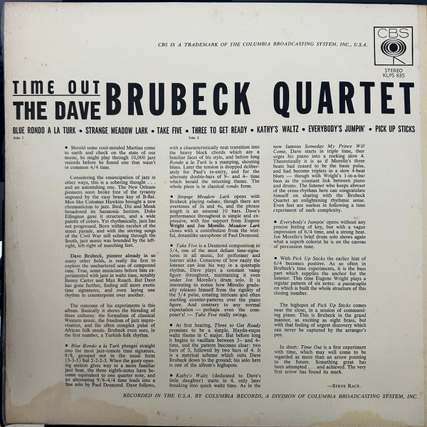 The Dave Brubeck Quartet : Time Out (LP, Album, RE)