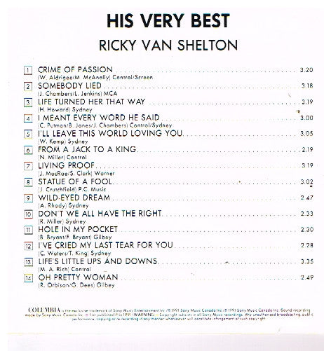 Ricky Van Shelton : His Very Best (14 Of His Greatest Hits) (CD, Comp)