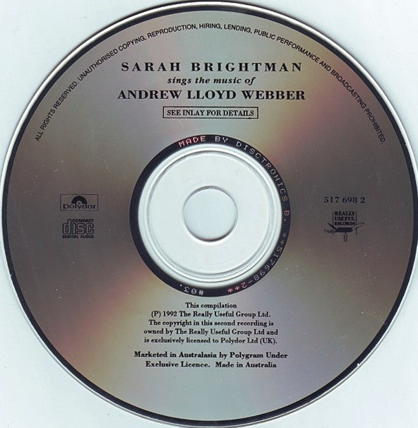 Sarah Brightman, Andrew Lloyd Webber : Sings The Music Of Andrew Lloyd Webber (CD, Comp)