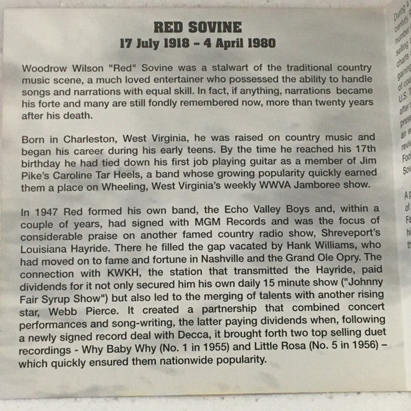 Red Sovine : Phantom 309 (CD, Comp)