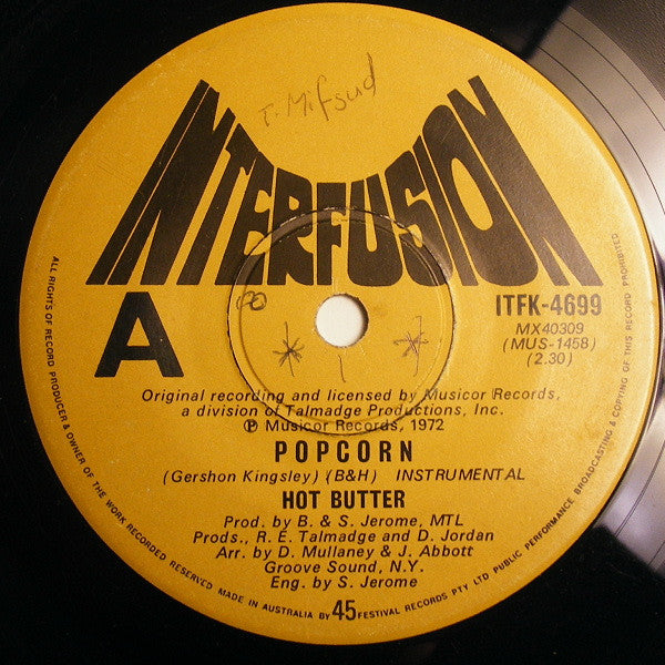 Hot Butter : Popcorn (7", Single)