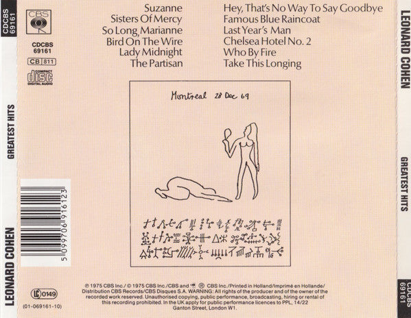 Leonard Cohen : Greatest Hits (CD, Comp, RE)