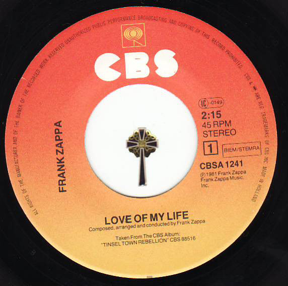 Frank Zappa : Love Of My Life (7", Single)