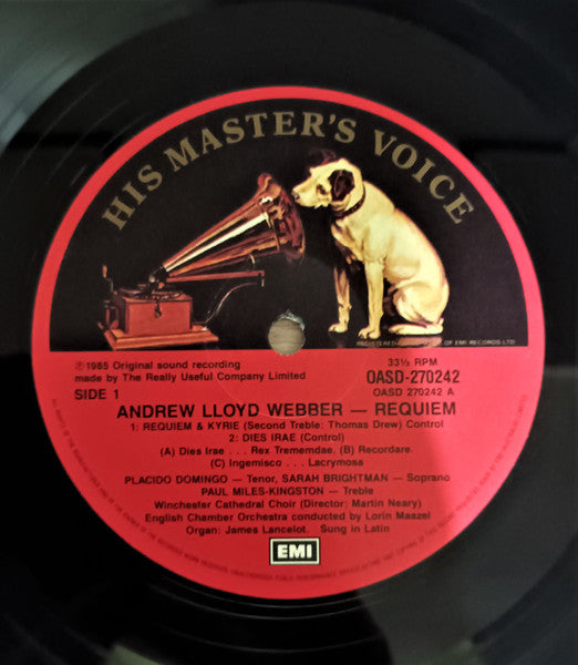 Andrew Lloyd Webber, Placido Domingo, Sarah Brightman, Lorin Maazel : Requiem  (LP, Album, Gat)