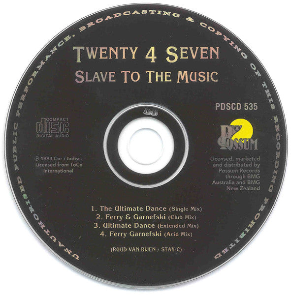 Twenty 4 Seven Featuring Stay-C And Nance : Slave To The Music (CD, Single)