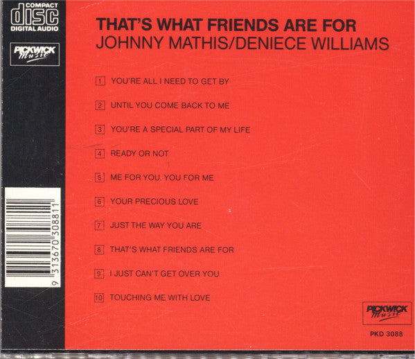 Johnny Mathis & Deniece Williams : That's What Friends Are For (CD, Album, RE)