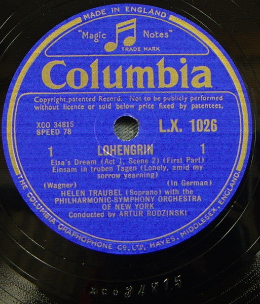 Helen Traubel With The Philharmonic-Symphony Orchestra Of New York, Artur Rodzinski : Lohengrin — Elsa's Dream (Shellac, 12")
