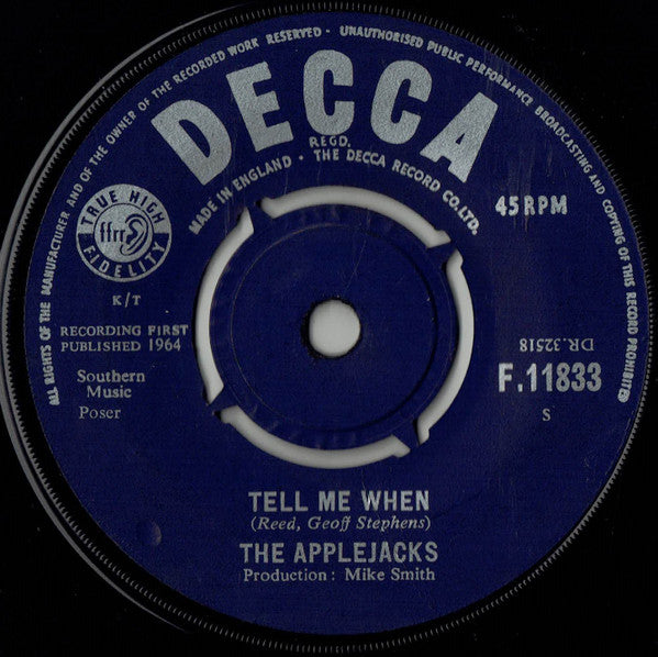 The Applejacks : Tell Me When (7", Single)