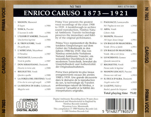 Enrico Caruso : Caruso (CD, Comp, Amb)