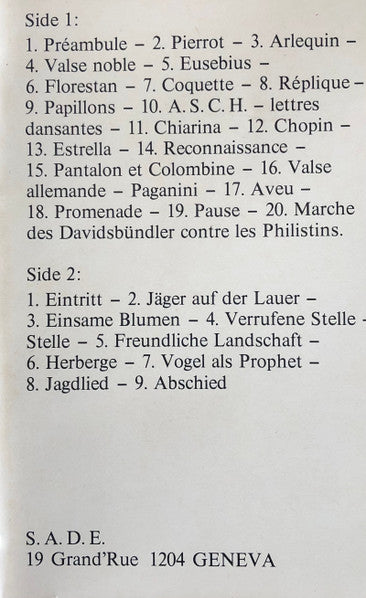 Schumann* – Dezső Ránki : Carnaval / Waldszenen (Cass, Album)