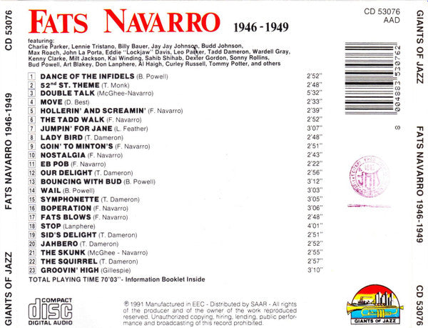 Fats Navarro : Fats Blows 1946-1949 (CD, Comp)