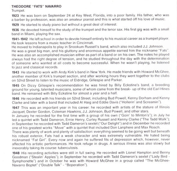 Fats Navarro : Fats Blows 1946-1949 (CD, Comp)