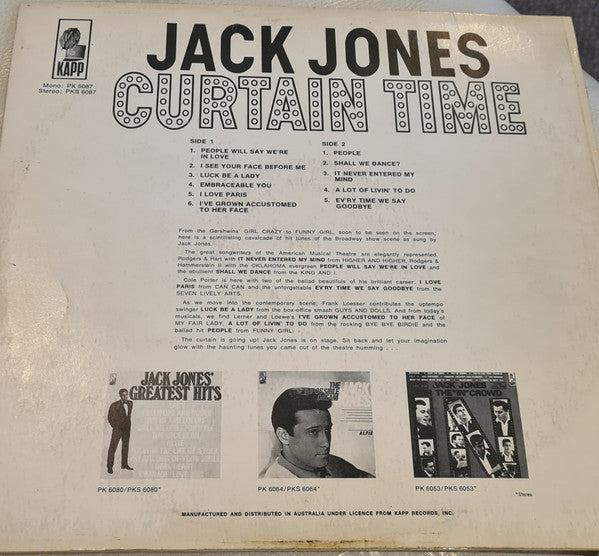 Jack Jones : Curtain Time  (LP)