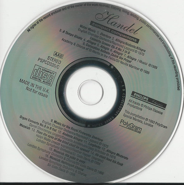 Handel* :  Compact Companions In Association With Classic FM (CD, Comp, Har)
