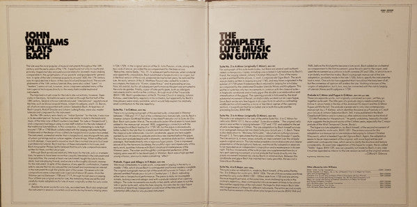 John Williams (7) :  Plays Bach The Complete Lute Music On Guitar  (2xLP, Gat)