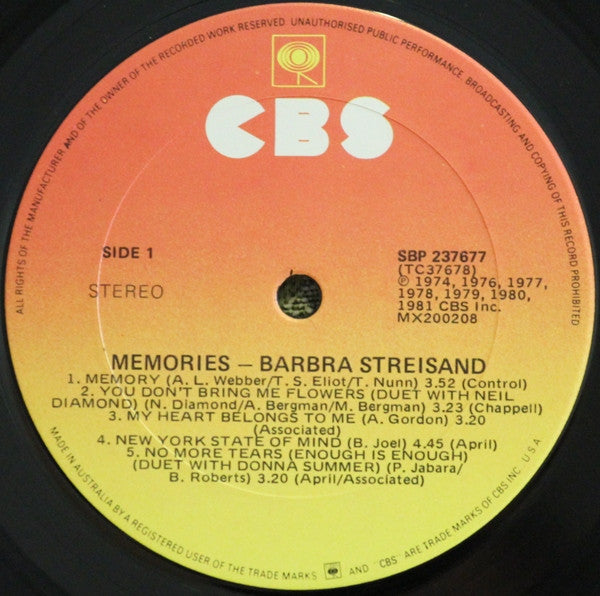 Barbra Streisand : Memories (LP, Comp)
