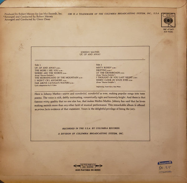 Johnny Mathis : Up, Up And Away  (LP)