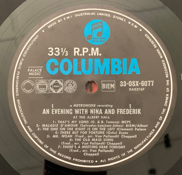Nina & Frederik : An Evening With Nina & Frederik At The Royal Albert Hall (LP, Mono)