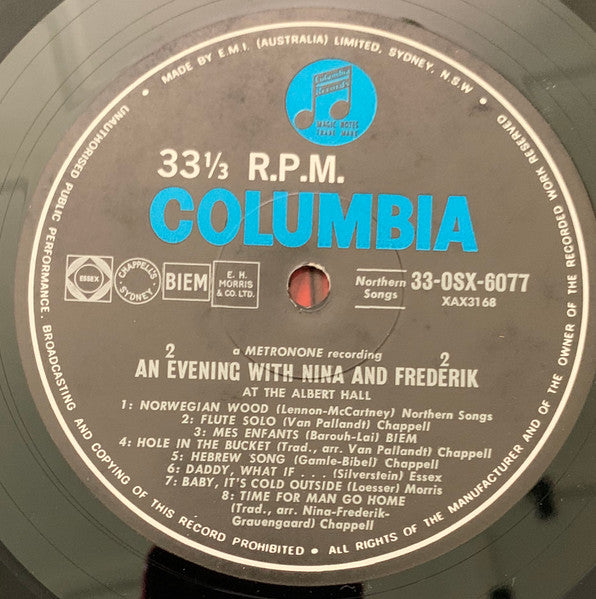 Nina & Frederik : An Evening With Nina & Frederik At The Royal Albert Hall (LP, Mono)