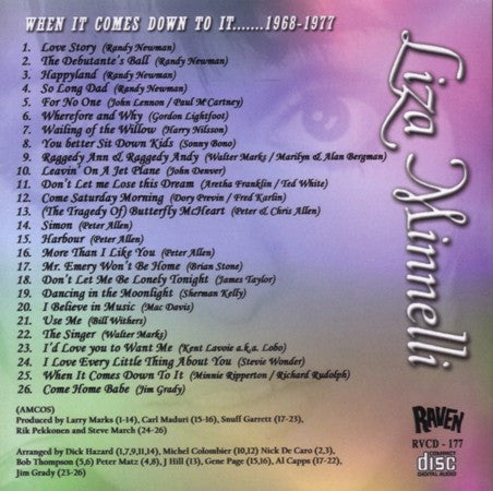 Liza Minnelli : When It Comes Down To It.......1968-1977 (CD, Comp)