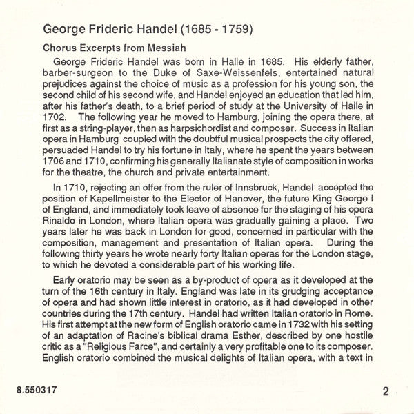 Handel*, Bratislava City Choir, Capella Istropolitana, Jaroslav Kr(e)chek* : The Messiah (Choruses) (CD, Album)