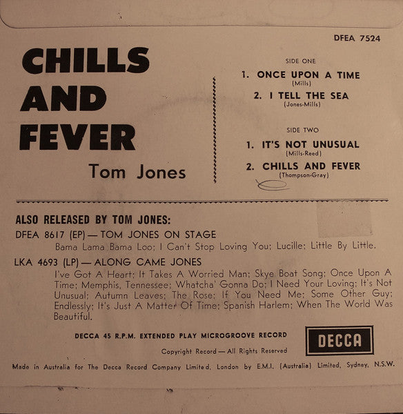 Tom Jones : Chills And Fever (7", EP)
