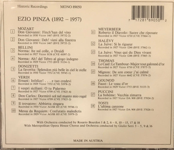 Ezio Pinza : Lebendige Vergangenheit (CD, Comp, Mono)