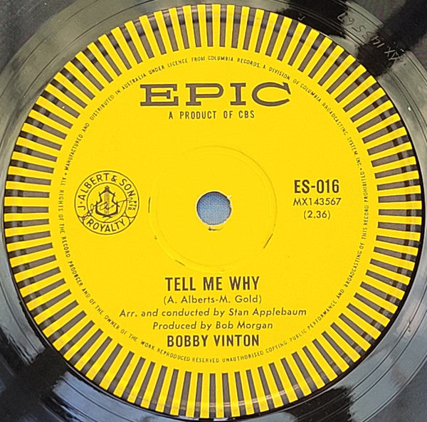 Bobby Vinton : Tell Me Why / Remembering (7", Single)
