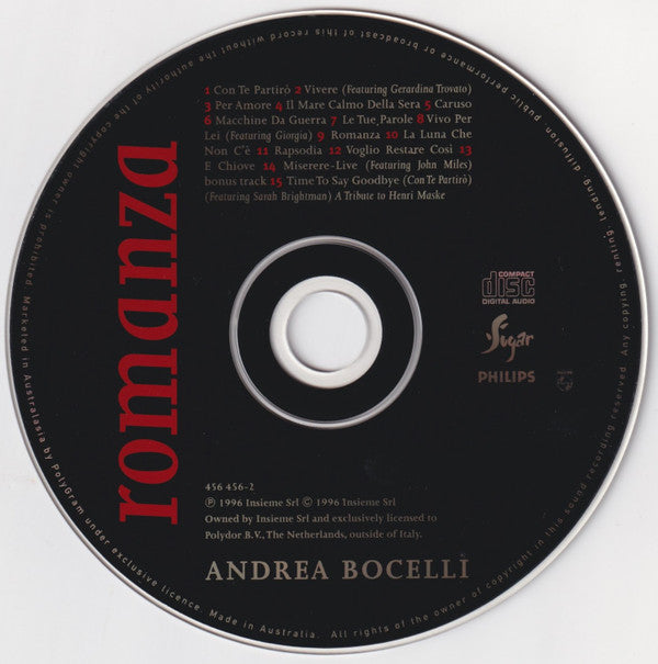Andrea Bocelli : Romanza (CD, Album, Comp)