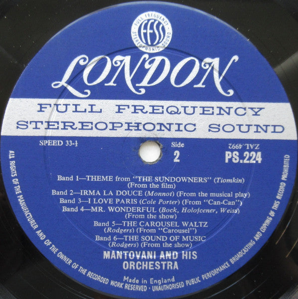 Mantovani : Mantovani Plays Music From Exodus And Other Great Theme Music (LP, Album, Blu)