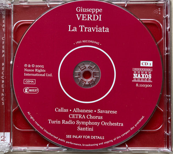 Giuseppe Verdi / Maria Callas, Francesco Albanese, Ugo Savarese, Ede Marietti Gandolfo, Mariano Caruso, Coro Cetra, Orchestra Sinfonica Di Torino Della RAI, Gabriele Santini (2) : La Traviata (2xCD, Album)