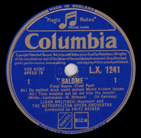 Richard Strauss - Ljuba Welitsch And The Metropolitan Opera Orchestra* Conducted By Fritz Reiner : Salome - Final Scene (2xShellac, 12")