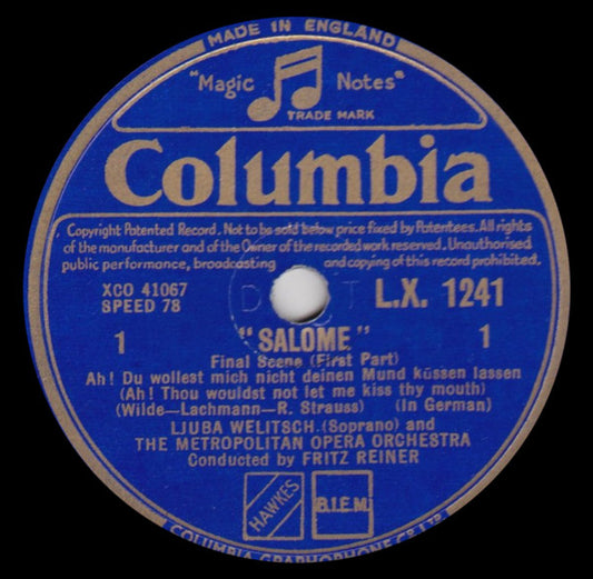 Richard Strauss - Ljuba Welitsch And The Metropolitan Opera Orchestra* Conducted By Fritz Reiner : Salome - Final Scene (2xShellac, 12")